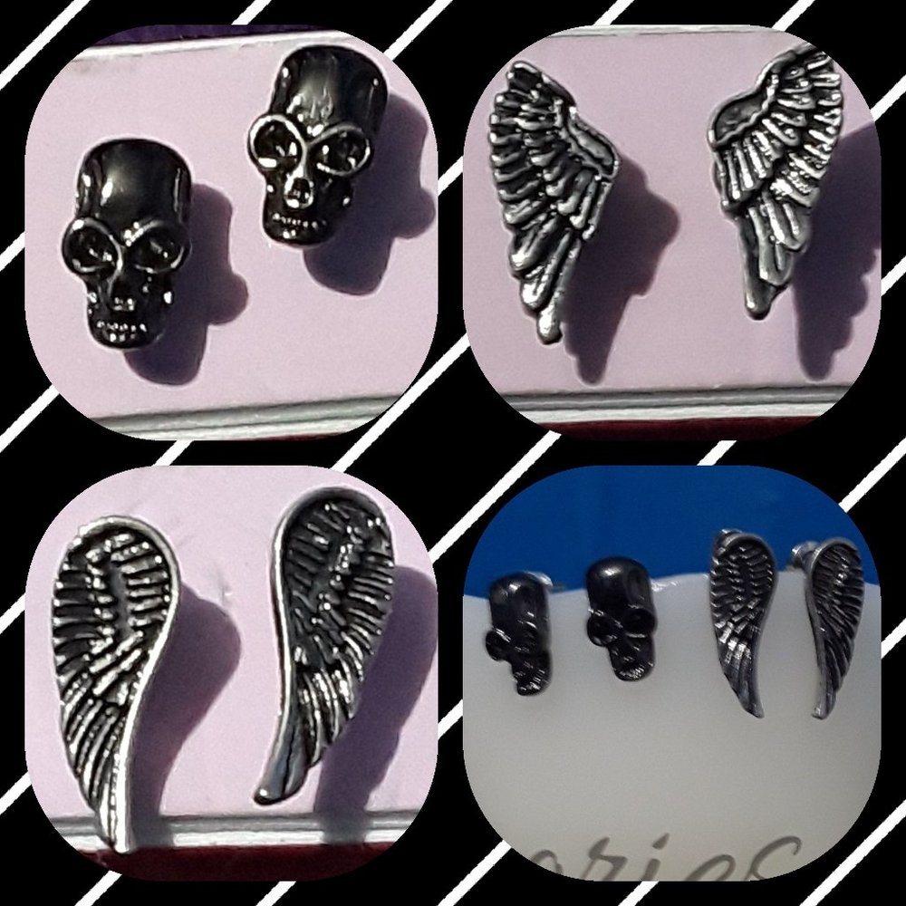 Urban design silver stud earrings set of 3